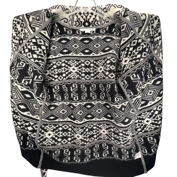 Veronica Beard Wool Sweater Jacket Shawl Collar Belt Aztec Tribal Jacquard Large - Picture 10 of 16